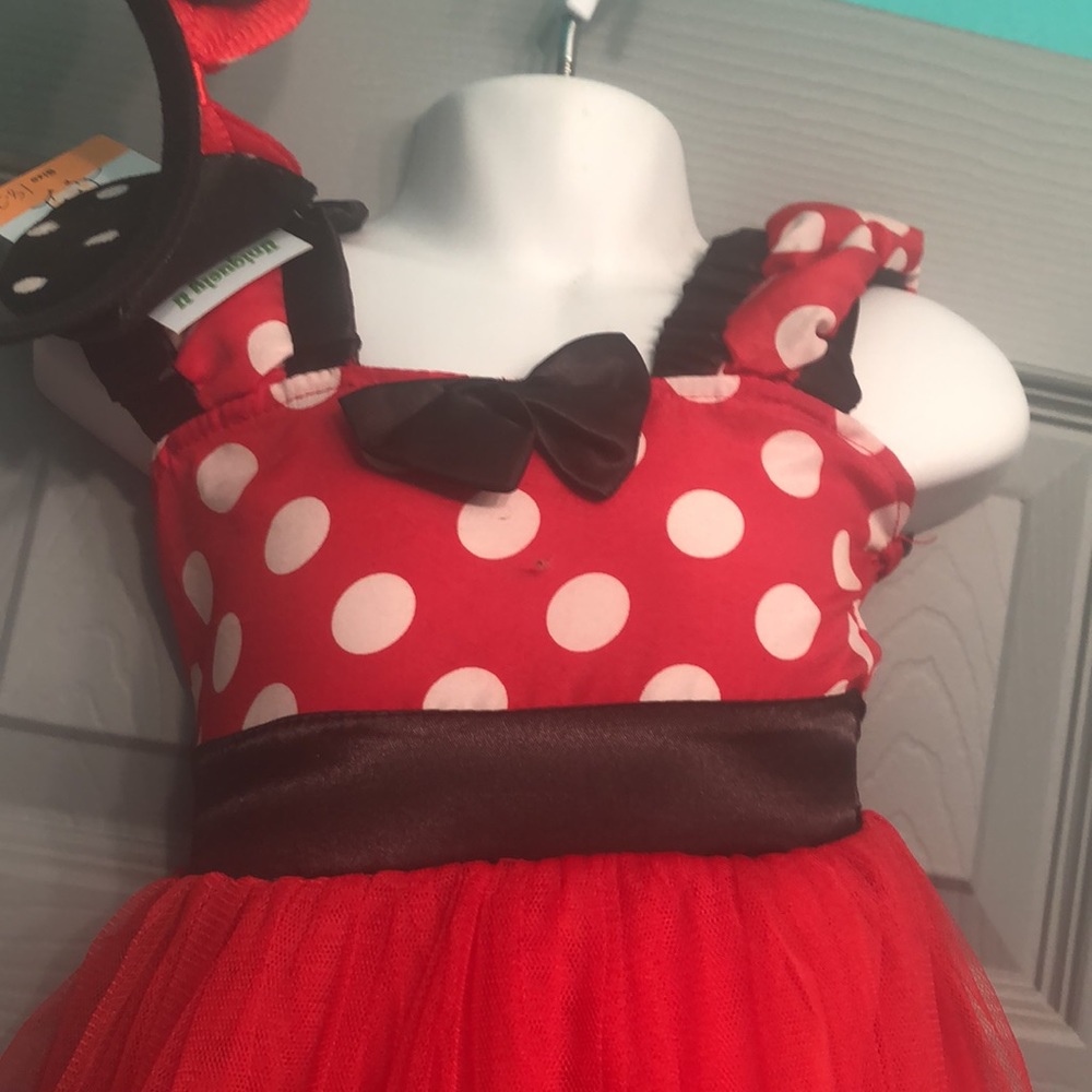 Toddler girl Minnie Mouse dress with ears - Picture 2 of 3